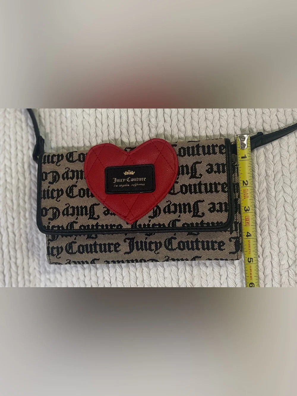 Juicy Couture Red Quilted Heart Script Logo Wallet